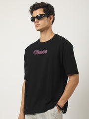 Chaoc Print Black Half Sleeve T-Shirt