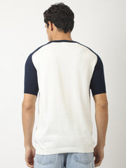 White Navy Half Sleeve Raglan T-Shirt