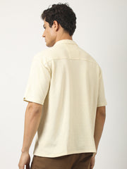 Marble Grid Cream Half Sleeve Shirt