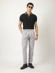 Black Midnight Half Sleeve Half-Zip Polo T-Shirt