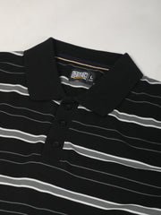 Neutral Stripe Black, Grey Half Sleeve Polo T-Shirt