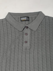 Cable Flatknit Dark Grey Half Sleeve Polo T-Shirt