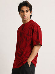 Alphabet Red Half Sleeve T-Shirt