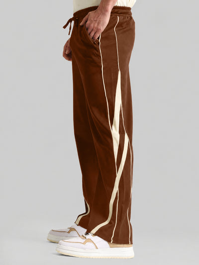 Athletic Tape Brown Baggy Fit Trackpant