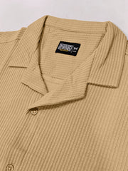 Elliot Knit Beige Lycra Half Sleeve Shirt