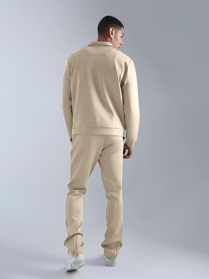 Solid Beige Jacket and Jogger Cozy Cut Co-Ords