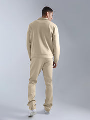 Solid Beige Jacket and Jogger Cozy Cut Co-Ords