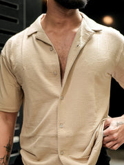 Elliot Knit Beige Lycra Half Sleeve Shirt