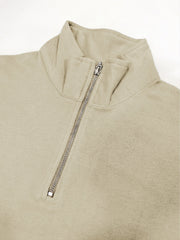 Half Zipper Beige Full Sleeve Sweatshirt