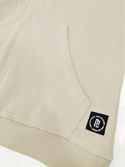 Half Zipper Beige Full Sleeve Sweatshirt