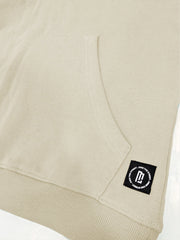 Half Zipper Beige Full Sleeve Sweatshirt