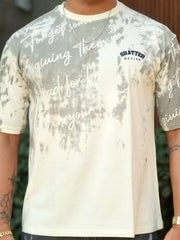 Shatter Embroidery Cream Half Sleeve T-Shirt