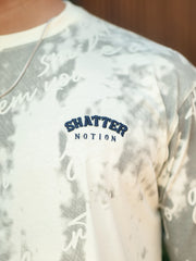 Shatter Embroidery Cream Half Sleeve T-Shirt