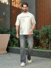 Disruptive Spray Cream Half Sleeve T-Shirt