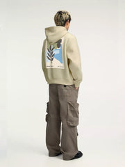 Abstract Beige Full Sleeve Sweatshirt