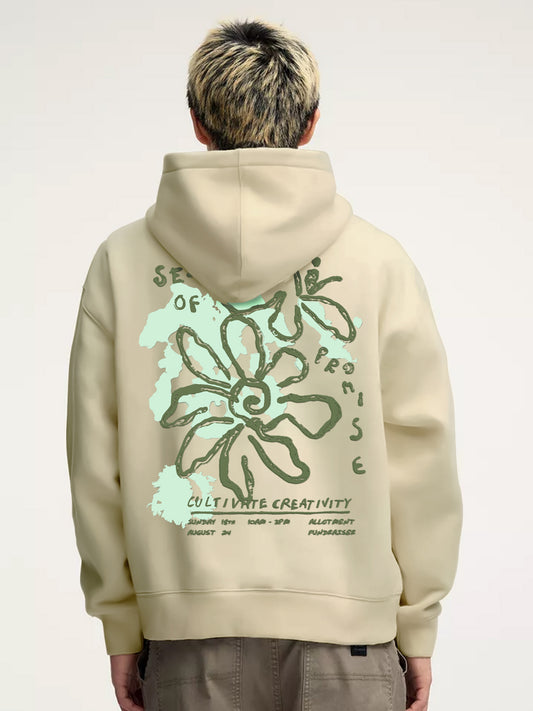 Seeds Cream Half White Full Sleeve Sweatshirt