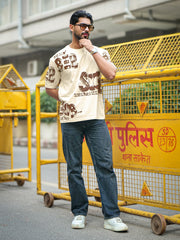 Suel Cream Brown Half Sleeve T-Shirt