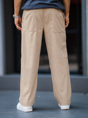 Baggy Fit Beige Corduroy Pant