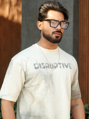 Disruptive Spray Cream Half Sleeve T-Shirt