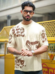 Suel Cream Brown Half Sleeve T-Shirt