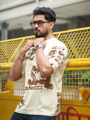 Suel Cream Brown Half Sleeve T-Shirt
