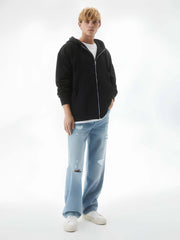 Monochrome Black Cozy Cut Hoodie Full Sleeve Sweatshirt