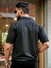 Elliot Knit Black Lycra Half Sleeve Shirt