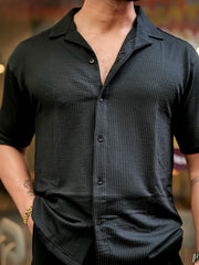 Elliot Knit Black Lycra Half Sleeve Shirt