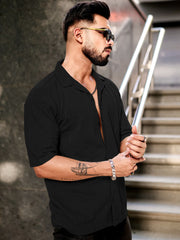 Cubic Black Half Sleeve Shirt