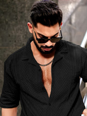 Cubic Black Half Sleeve Shirt