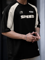 Speed Black Raglan Half Sleeve T-Shirt