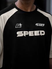 Speed Black Raglan Half Sleeve T-Shirt