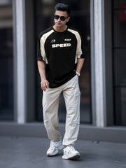 Speed Black Raglan Half Sleeve T-Shirt