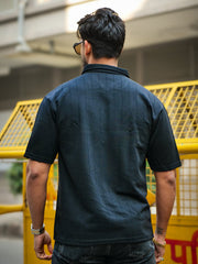 Brooklyn Half Zipper Black Polo Half Sleeve T-Shirt