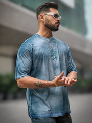 Acid Spray Blue Half Sleeve T-Shirt