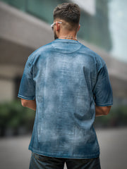 Acid Spray Blue Half Sleeve T-Shirt