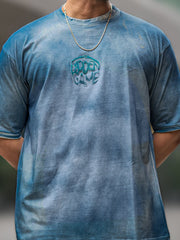 Acid Spray Blue Half Sleeve T-Shirt