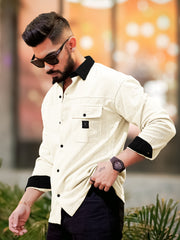 Brooklyn Knit Cream Full Sleeve Shirt