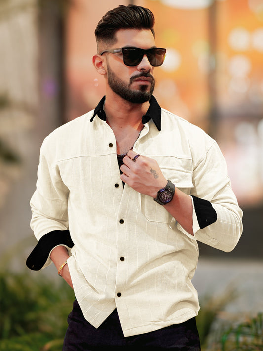 Brooklyn Knit Cream Full Sleeve Shirt