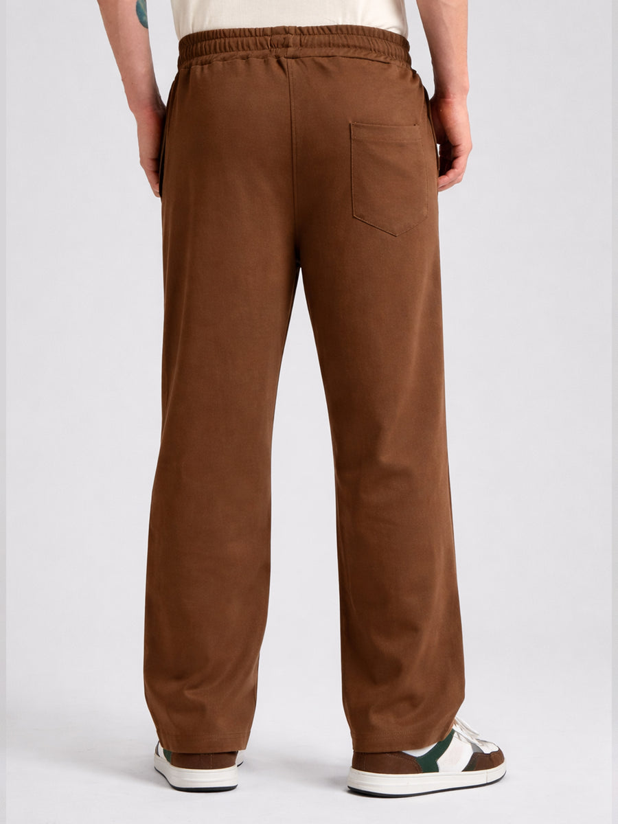 Brown canvas baggy track pants for men - view 5