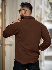Elliot Cargo Knit Brown Lycra Full Sleeve Shirt