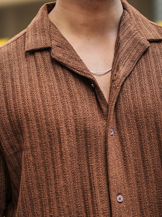 Teraknit Brown Half Sleeve Shirt