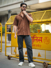 Teraknit Brown Half Sleeve Shirt