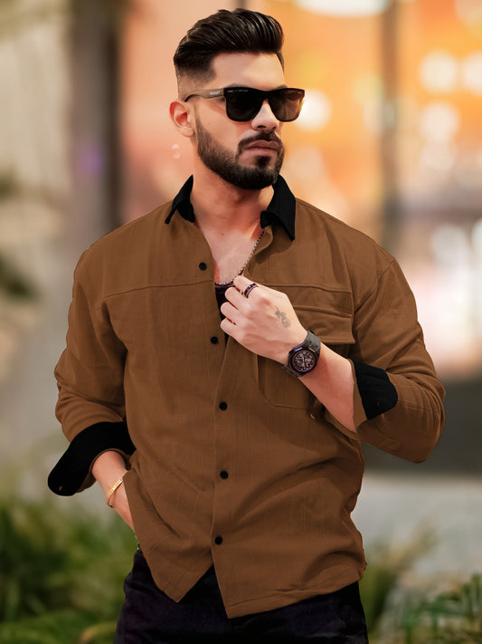 Brooklyn Knit Brown Full Sleeve Shirt