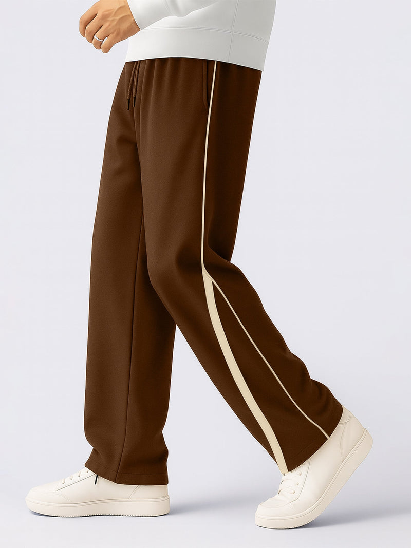 Brown power piping baggy trackpant for men
