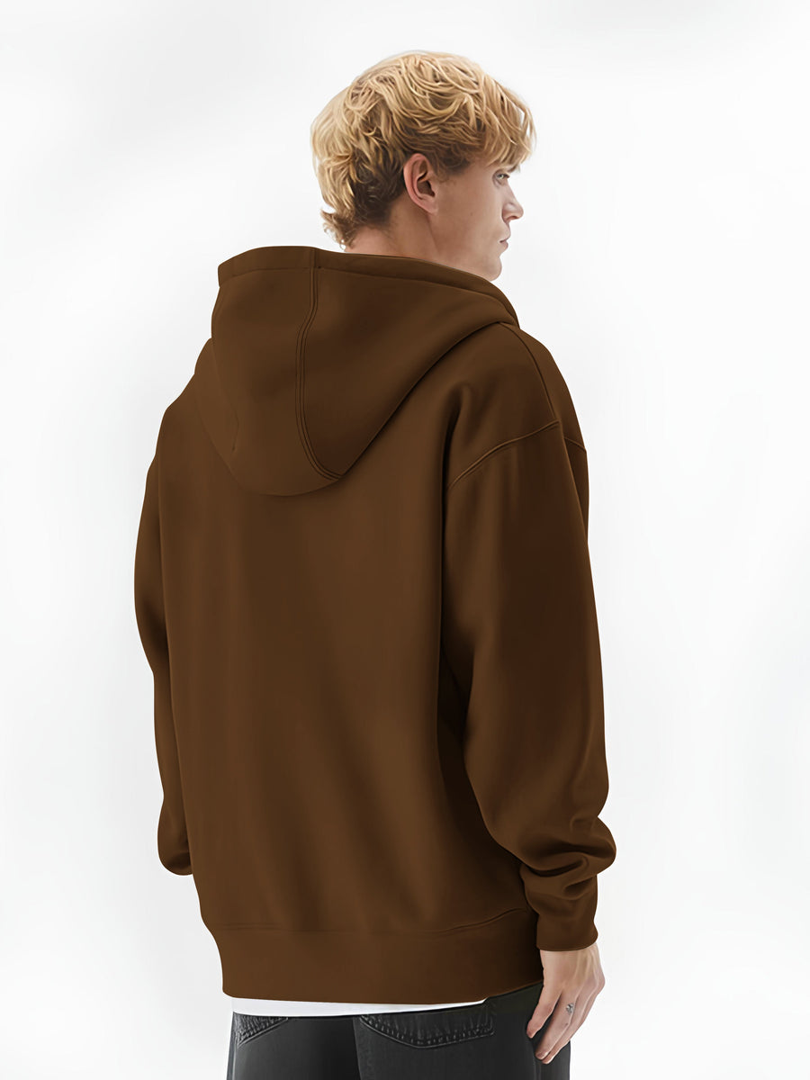 Brown full sleeve monochrome cozy cut sweatshirt for men - view 3