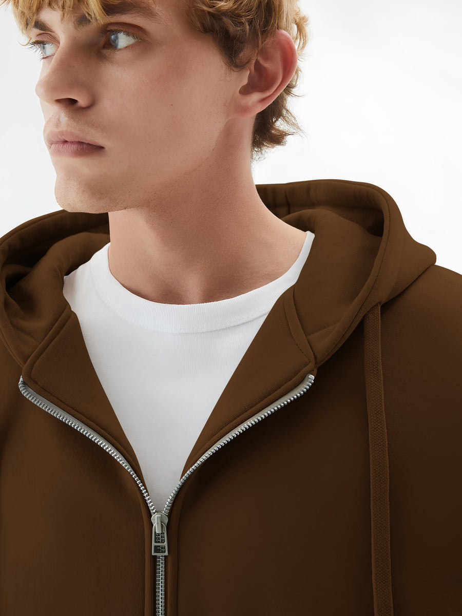 Brown full sleeve monochrome cozy cut sweatshirt for men - view 4