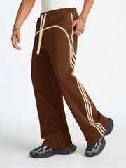Baggy Fit Side Taped Brown Pant