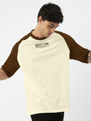 Boston Beige Brown Oversized Half Sleeve T-Shirt