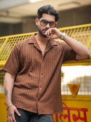 Teraknit Brown Half Sleeve Shirt